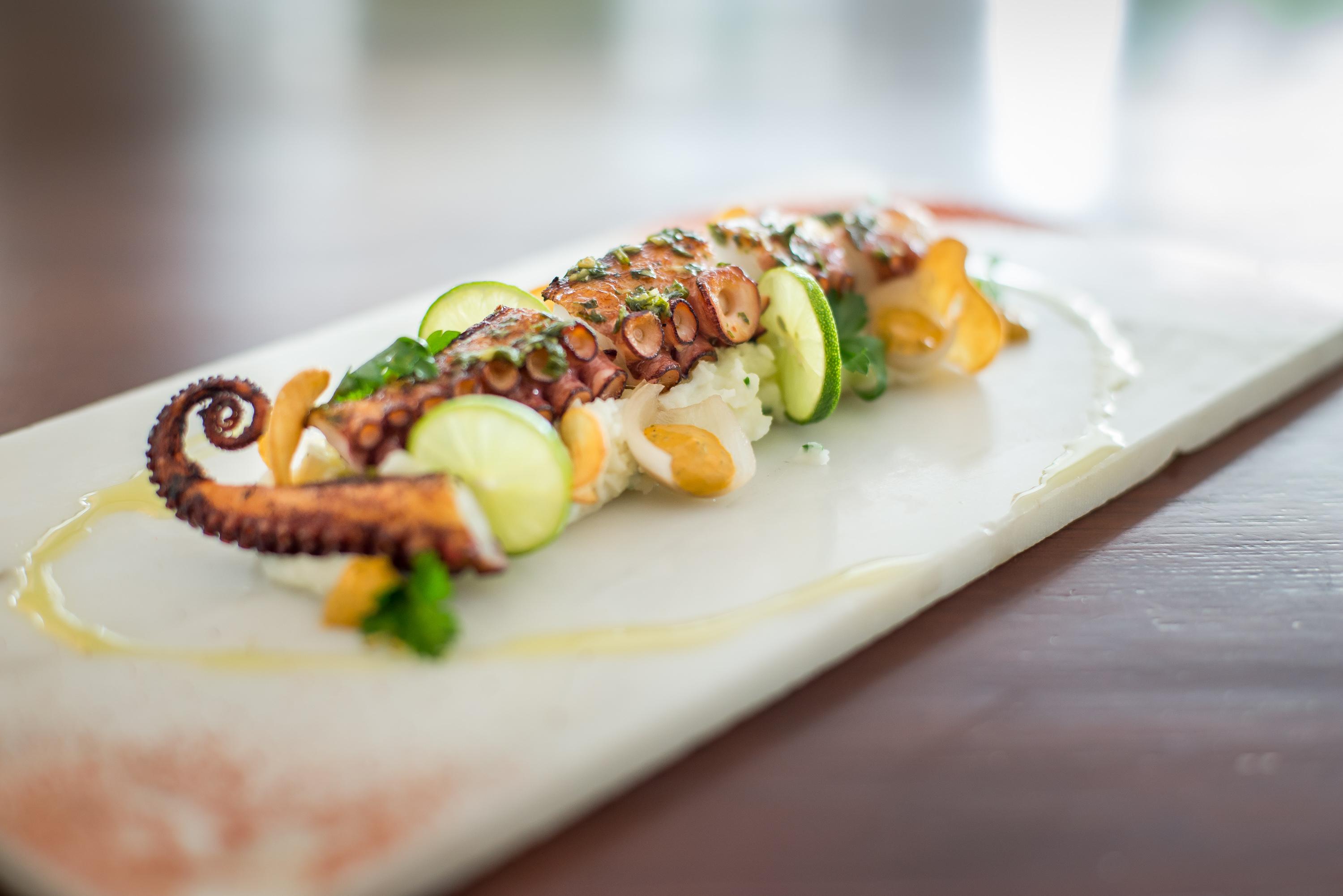 grilled octopus with cucumber